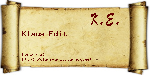Klaus Edit névjegykártya